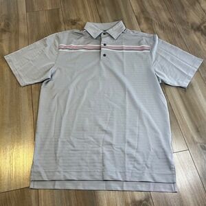FootJoy Mens Golf Polo Shirt Medium Gray‎ Striped Short Sleeve Bin C-0